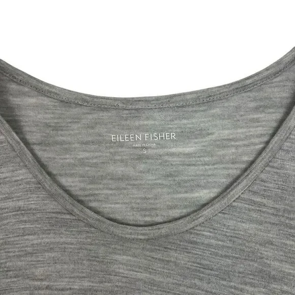 Eileen Fisher Womens SIlk Cotton Sharkbite Hem Tank Top Heather Gray Size Small - Picture 12 of 16